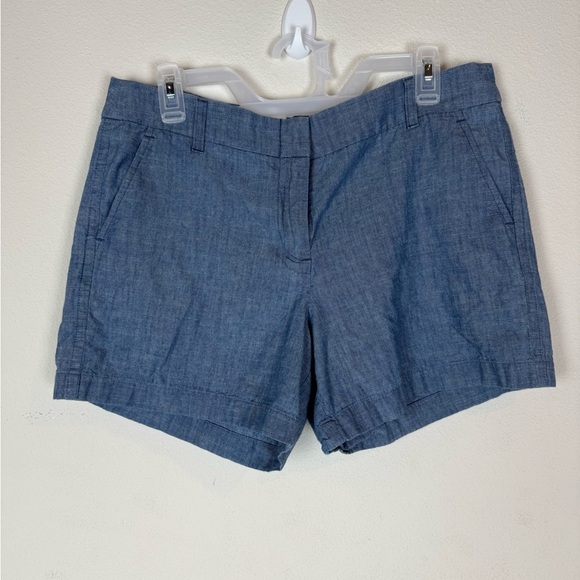 J.Crew 100% Cotton Chambray Shorts Blue Size 10 Reimagined Sustainable - Picture 2 of 10